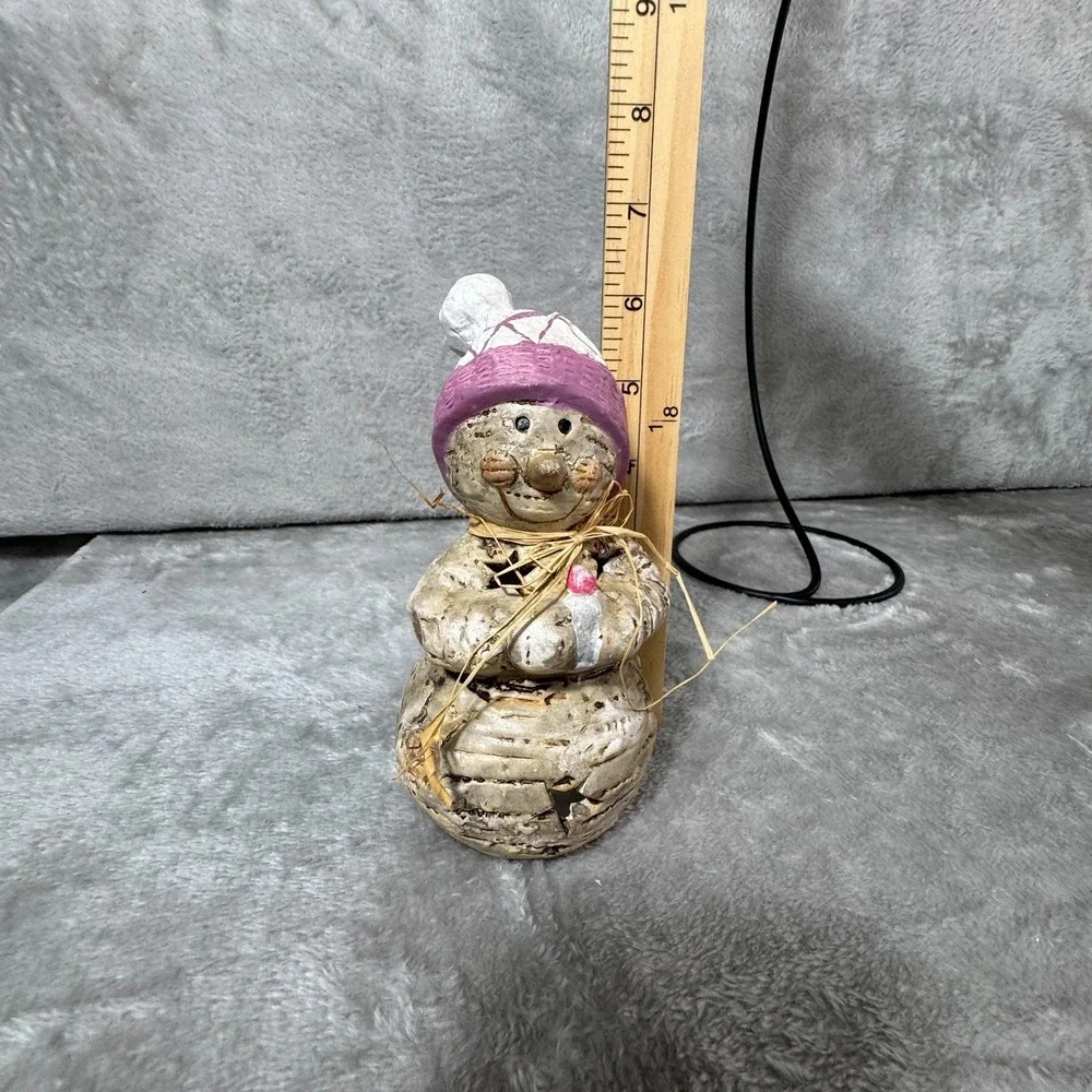 Snowman Vintage Rustic Cottagecore Candle Holder Figurine‎ 7